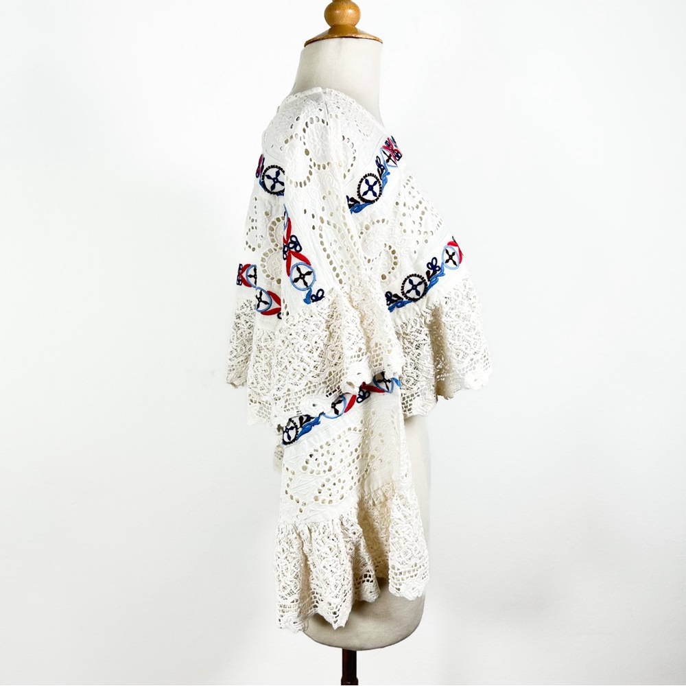 ANTHROPOLOGIE Ruffle Lace Shrug in Cream Size M/L - Picture 2 of 15